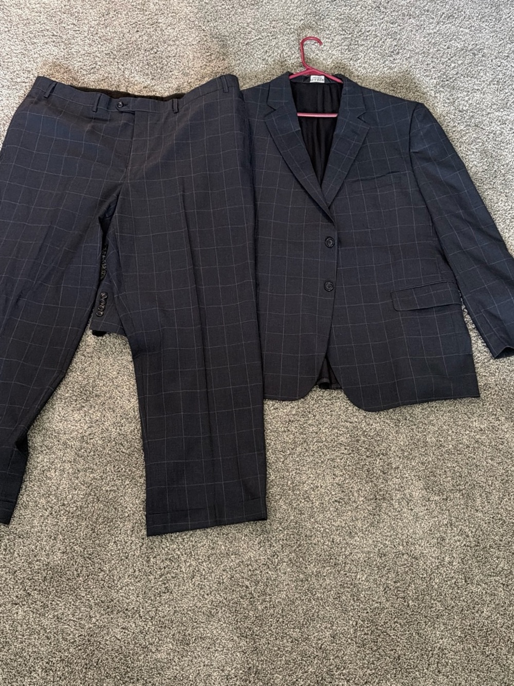 Jos. A. Bank Navy Windowpane Suit - Two-Piece Blazer & Trousers